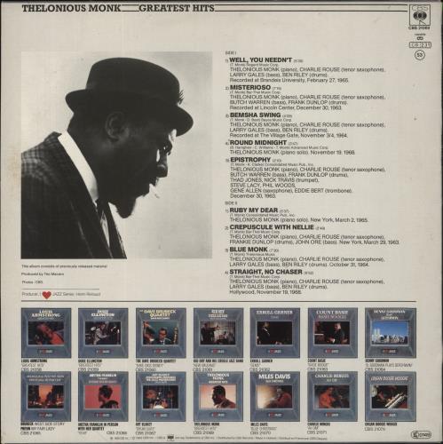 Thelonious Monk Greatest Hits vinyl LP album (LP record) Dutch TM4LPGR598501