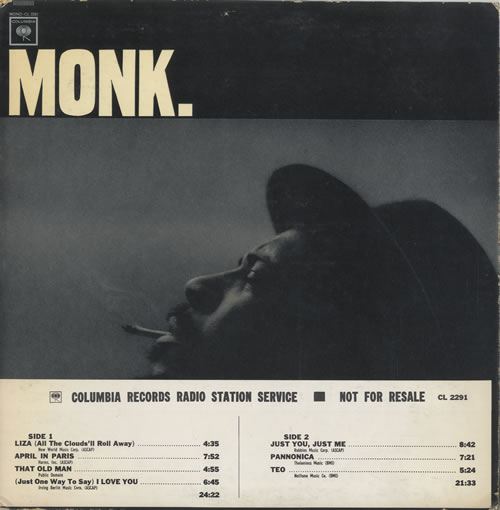 Thelonious Monk Monk vinyl LP album (LP record) US TM4LPMO470180
