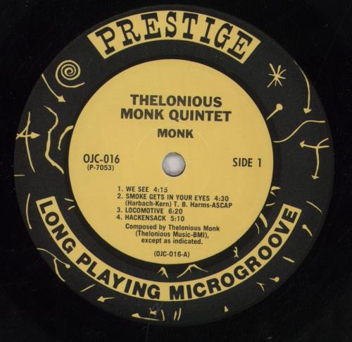 Thelonious Monk Monk vinyl LP album (LP record) US TM4LPMO845434