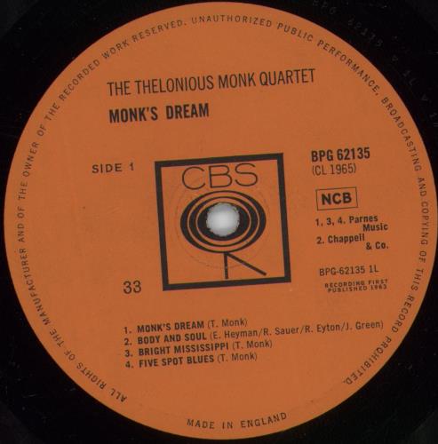 Thelonious Monk Monk's Dream vinyl LP album (LP record) UK TM4LPMO675729