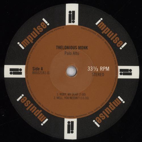 Thelonious Monk Palo Alto vinyl LP album (LP record) UK TM4LPPA836607
