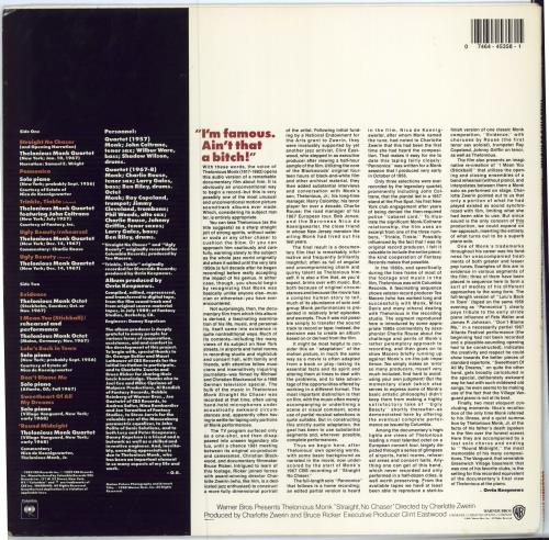 Thelonious Monk Straight No Chaser (Music From The Motion Picture) vinyl LP album (LP record) US TM4LPST786513