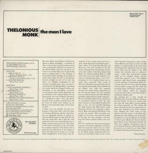 Thelonious Monk The Man I Love vinyl LP album (LP record) Dutch TM4LPTH872580