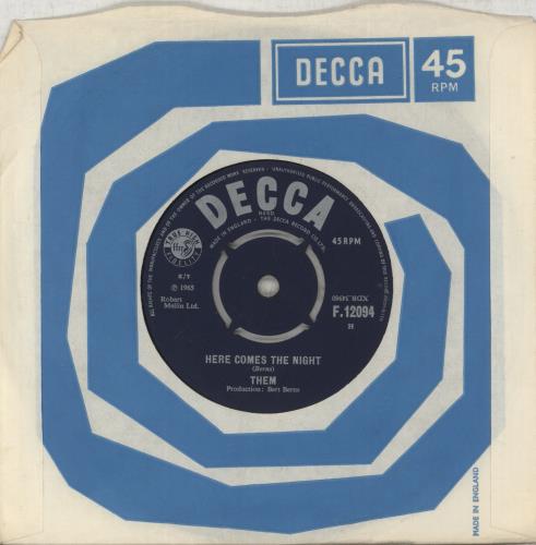 Them Here Comes The Night 7" vinyl single (7 inch record / 45) UK T-M07HE193346