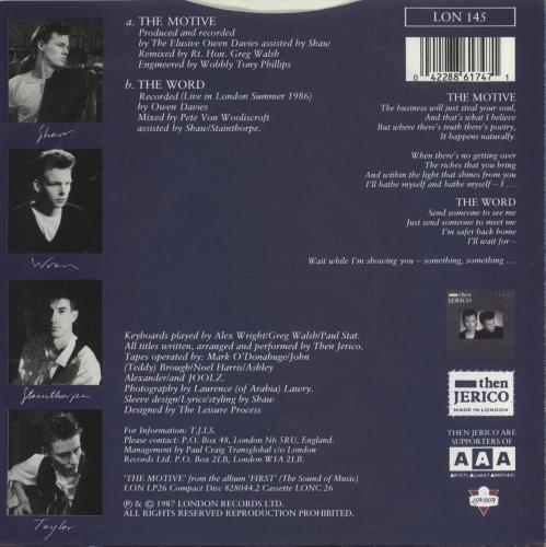 Then Jerico The Motive 7" vinyl single (7 inch record / 45) UK JER07TH44855