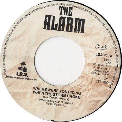 The Alarm Where Were You Hiding When The Storm Broke Dutch 7" vinyl