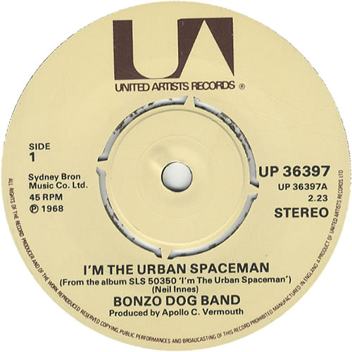The Bonzo Dog Doo Dah Band I'm The Urban Spaceman EP UK 7" vinyl single