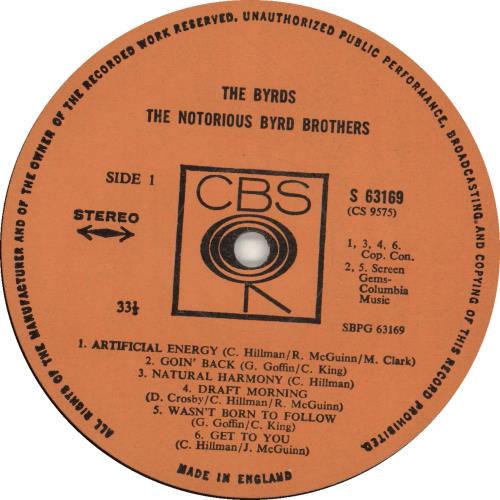 The Byrds The Notorious Byrd Brothers 2nd Uk Vinyl Lp Album Lp Record 144645