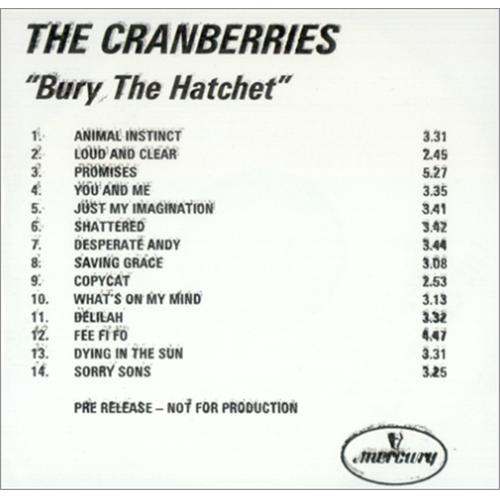 The Cranberries Bury The Hatchet UK Promo CDR acetate (132859)