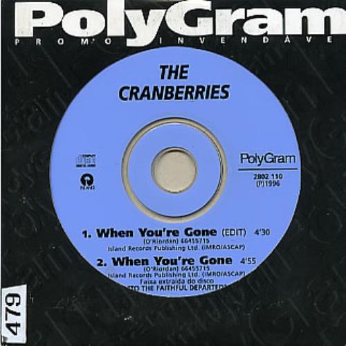 The Cranberries When You're Gone Brazilian Promo CD single (CD5 / 5