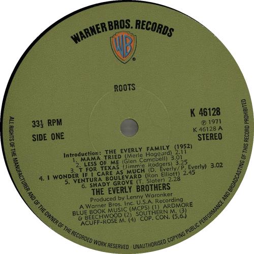 The Everly Brothers Roots UK vinyl LP album (LP record) (646217)