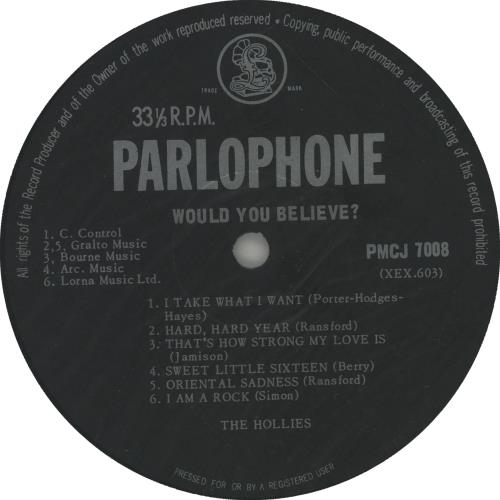 The Hollies Would You Believe? South African vinyl LP album (LP record