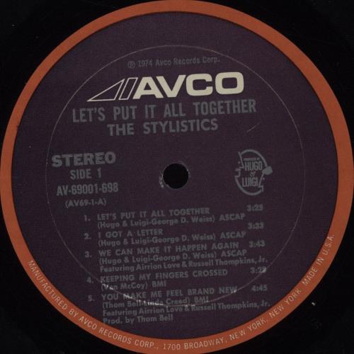 The Stylistics Let's Put It All Together US vinyl LP album (LP record