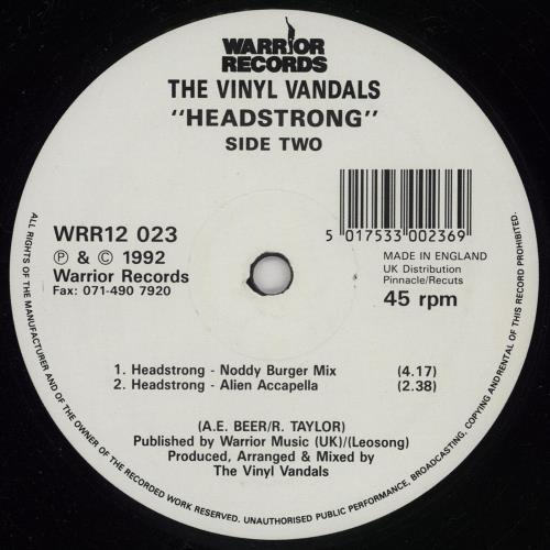 The Vinyl Vandals Headstrong UK 12" vinyl single (12 inch record / Maxi