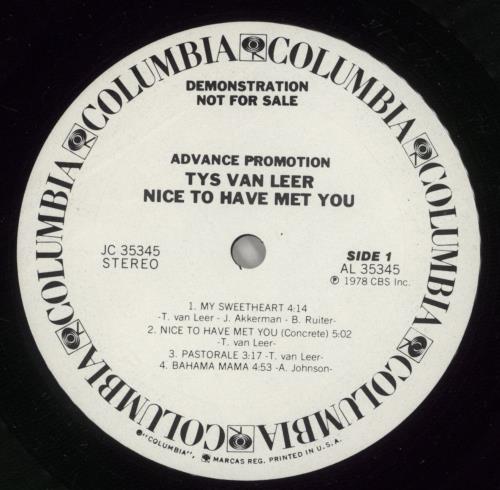 Thijs Van Leer Nice To Have Met You vinyl LP album (LP record) US VNLLPNI356367