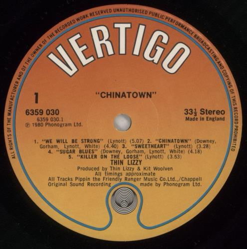 Thin Lizzy Chinatown - 1st - VG vinyl LP album (LP record) UK THILPCH780037