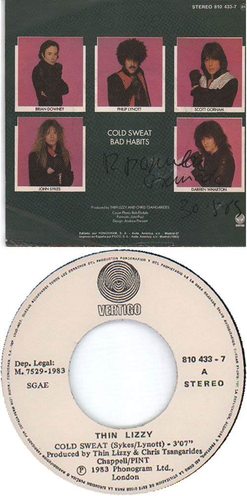 Thin Lizzy Cold Sweat 7" vinyl single (7 inch record / 45) Spanish THI07CO633904