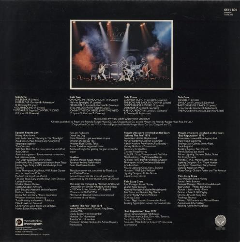 Thin Lizzy Live And Dangerous 2-LP vinyl record set (Double LP Album) UK THI2LLI569961