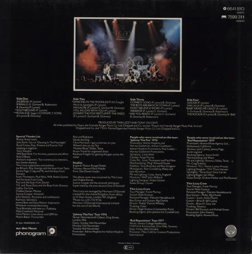 Thin Lizzy Live And Dangerous 2-LP vinyl record set (Double LP Album) German THI2LLI763130