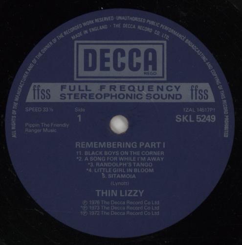 Thin Lizzy Remembering Part 1 - Hype-sticker vinyl LP album (LP record) UK THILPRE705029