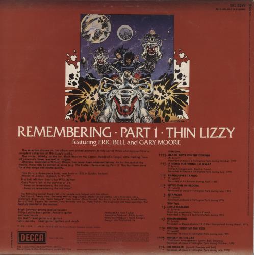 Thin Lizzy Remembering Part 1 vinyl LP album (LP record) UK THILPRE88153