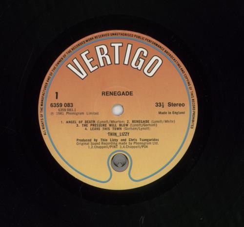 Thin Lizzy Renegade - VG+ vinyl LP album (LP record) UK THILPRE385918