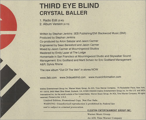Third Eye Blind Crystal Baller CD single (CD5 / 5") US 3EBC5CR257112