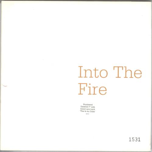 Thirteen Senses Into The Fire - Numbered 7" vinyl single (7 inch record / 45) UK 13S07IN298633