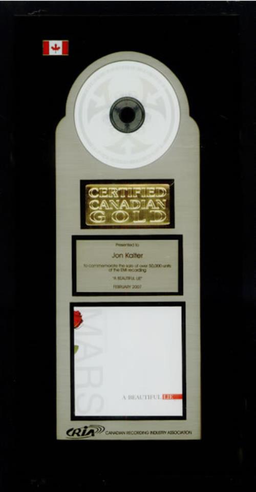 Thirty Seconds To Mars A Beautifil Lie award disc Canadian 30AAWAB539218