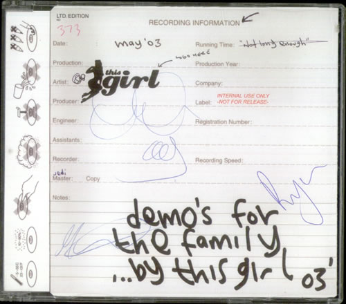 This Girl Demo's For the Family EP - Autographed CD single (CD5 / 5") UK TI9C5DE538028