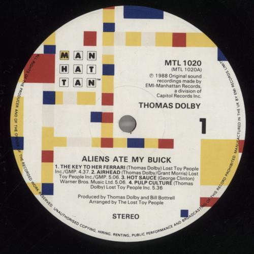 Thomas Dolby Aliens Ate My Buick vinyl LP album (LP record) UK DOLLPAL297509