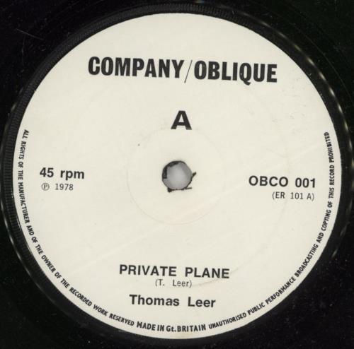 Thomas Leer Private Plane/ International 7" vinyl single (7 inch record / 45) UK THL07PR869813