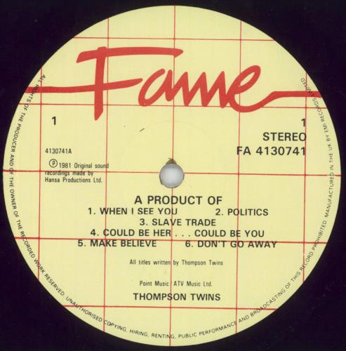 Thompson Twins A Product Of.... vinyl LP album (LP record) UK TWILPAP576532