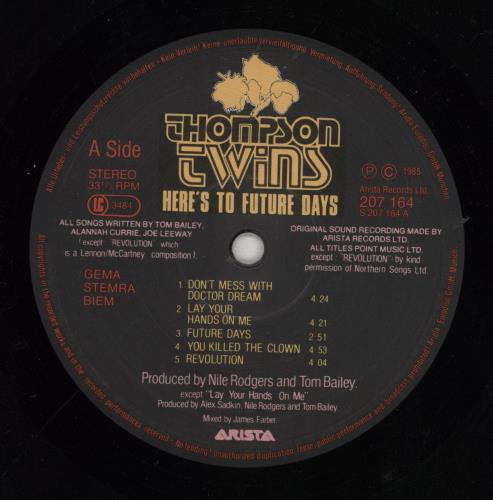 Thompson Twins Here's To Future Days + Insert 2-LP vinyl record set (Double LP Album) German TWI2LHE717959