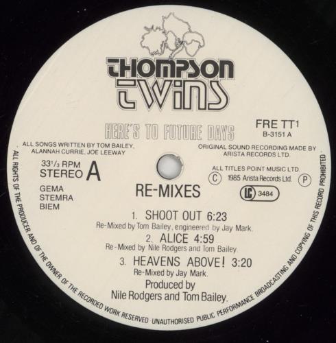Thompson Twins Here's To Future Days + Re-Mixes 2-LP vinyl record set (Double LP Album) German TWI2LHE25424