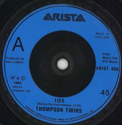 Thompson Twins Lies 7" vinyl single (7 inch record / 45) UK TWI07LI731407