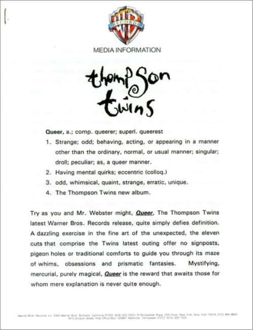 Thompson Twins Queer media press pack US TWIPPQU15604