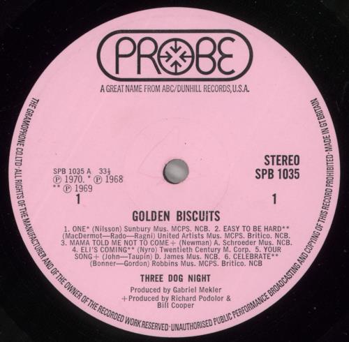 Three Dog Night Golden Biscuits vinyl LP album (LP record) UK TDNLPGO136685