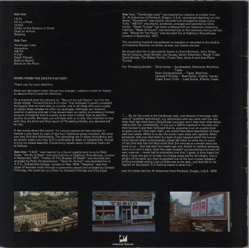 Throbbing Gristle D.O.A. The Third & Final Report - VG vinyl LP album (LP record) UK THGLPDO757435