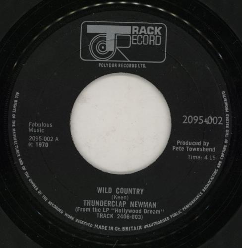 Thunderclap Newman Wild Country 7" vinyl single (7 inch record / 45) UK PWM07WI760617