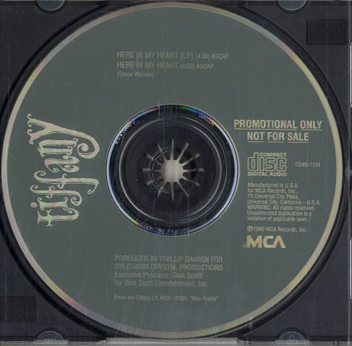 Tiffany Here In My Heart CD single (CD5 / 5") US TIFC5HE10354