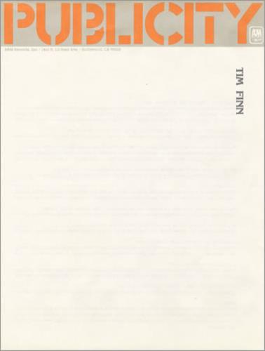 Tim Finn Escapade media press pack US TFNPPES382090