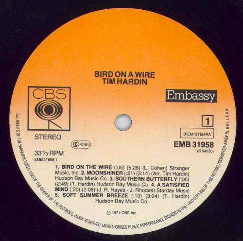 Tim Hardin Bird On A Wire vinyl LP album (LP record) Dutch HDILPBI818885