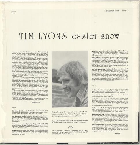 Tim Lyons Easter Snow vinyl LP album (LP record) US YSWLPEA692124