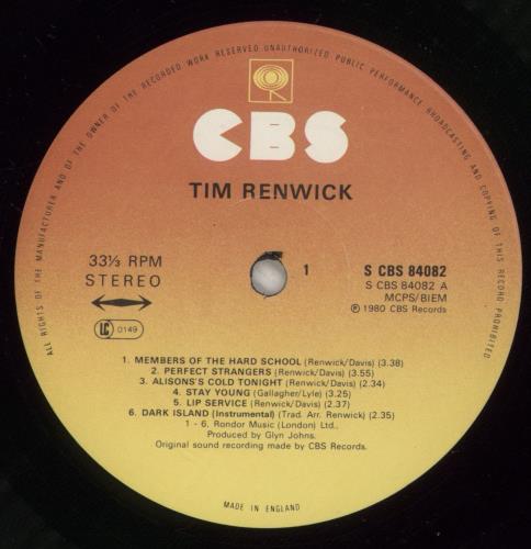 Tim Renwick Tim Renwick vinyl LP album (LP record) UK -XQLPTI886955