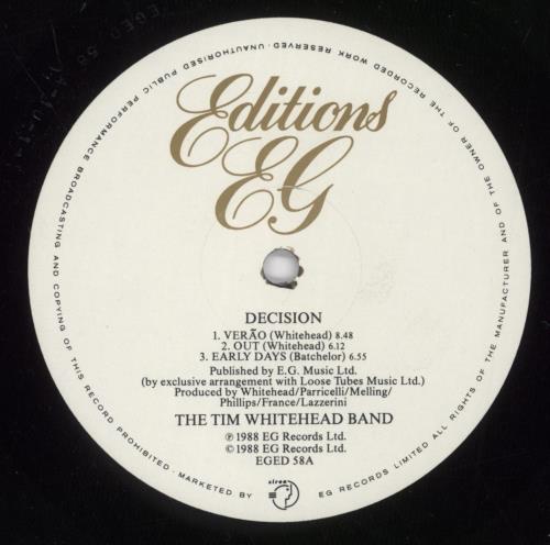 Tim Whitehead Decision vinyl LP album (LP record) UK UXGLPDE516852