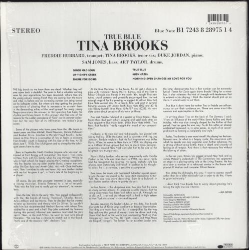 Tina Brooks True Blue - 180gm vinyl LP album (LP record) US INBLPTR780438