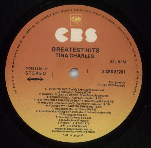 Tina Charles Greatest Hits vinyl LP album (LP record) UK LRELPGR864664