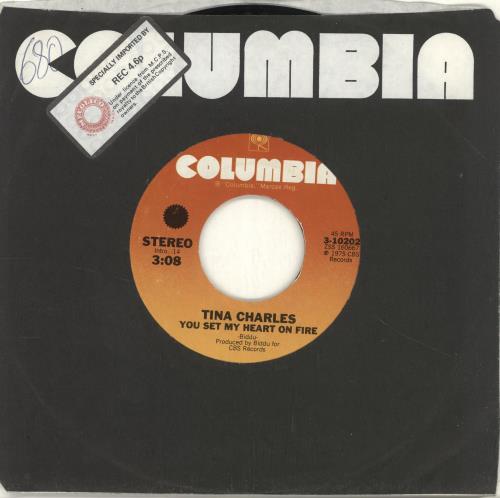 Tina Charles You Set My Heart On Fire 7" vinyl single (7 inch record / 45) US LRE07YO690110