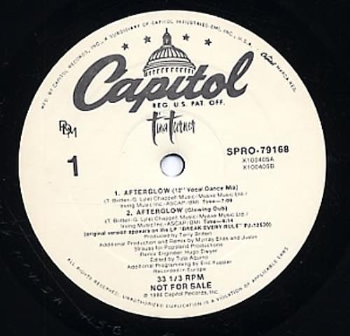 Tina Turner Afterglow 12" vinyl single (12 inch record / Maxi-single) US TUR12AF81741